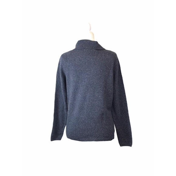 Boscov's Architect Women's Size M‎ Long Sleeve Blue Knit Sweater Fold Collar - Picture 4 of 9